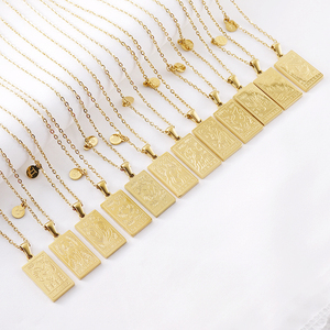 Collar con Colgante de los 12 Signos del Zodiaco |   Joyería Astrológica de Acero Inoxidable con Baño de Oro PVD de 18K para Hombre y Mujer |   Resistente al agua y sin decoloración - Product Image 1