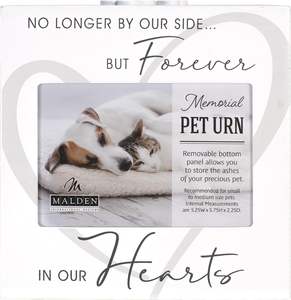 Urna Conmemorativa Blanca para Mascotas, Siempre en Nuestros Corazones, 3.5x5 Pulgadas, Impresión en Cuatro Lados con Huella de Pata, Logotipo Personalizado Extraíble - Product Image 2