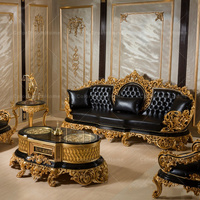 Mobilier de bureau chinois Ensemble de canapés de bureau en cuir classique Mobilier de bureau turc Canapé en bois sculpté et cuir