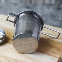 Infuseur à thé en acier inoxydable 316 de qualité supérieure avec couvercle, passoire à double poignée à mailles extra fines pour café et thé