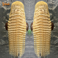Perruques en cheveux humains 100% naturels, couleur blonde 613, 40 pouces, ondulées profondes, sans colle, avec dentelle frontale HD 13x4 13x6 pour femmes, vente en gros