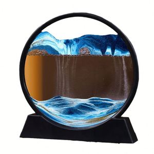 Custom Logo 3D Moving Sand Art Picture Round Glass <b>Deep</b> Sea Quicksand Craft Gift Liquid Hourglass Flowing Sand Painting - Product Image 6