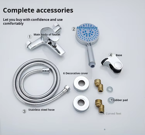 Ensemble <span class=keywords><strong>de</strong></span> robinetterie <span class=keywords><strong>de</strong></span> baignoire et douche murale en laiton poli YaoPeng, pommeau <span class=keywords><strong>de</strong></span> douche pluie 12 pouces, <span class=keywords><strong>1</strong></span> poignée, installation <span class=keywords><strong>2</strong></span> trous, valve en céramique - Product Image 6