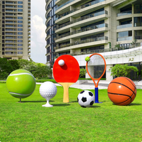 Sculpture géante de ballon sportif en fibre de verre, équipement de terrain de jeu extérieur personnalisé, grande statue sportive en PRV pour parc et école