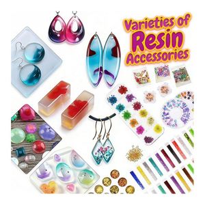 TOYSRUNNER Keychain Resin <b>DIY</b> <b>Kit</b> Jewelry Crystal Clear Hard UV LED Lamp Silicone Molds Glitter Foil Flowers Pendants - Product Image 5
