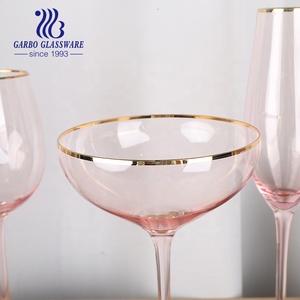 Copa de cristal sólido de color rosa con borde dorado para beber vino, copas de vidrio usadas para fiesta de champán, nuevo diseño - Product Image 3