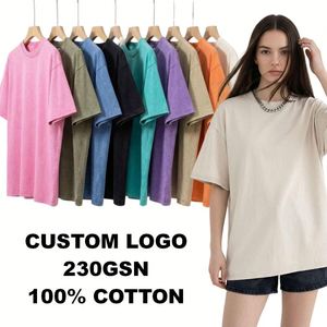 230GSM Custom Logo 100% Cotton Retro Washed T-Shirt Unisex Couple Colorful Oversized <b>Vintage</b> Jersey <b>Tee</b> MOQ 30pcs - Product Image 2