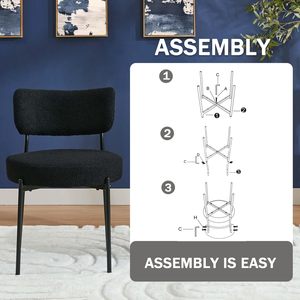 Chaises de <span class=keywords><strong>cuisine</strong></span> modernes du milieu du siècle Chaises de salle à manger à siège rembourré noir avec cadre en métal Meubles de maison - Product Image 6