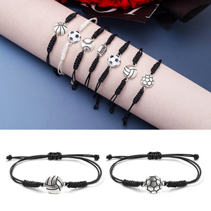 カスタムメイドの手織り野球、フットボール、バスケットボール、バレーボールの手作りコードブレスレット、チームファンパーティーギフトに - Product Image 3