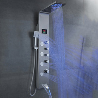 SUS304 Panneau de douche épaissi de haute qualité Système de douche Salle de bain Acier inoxydable LED Cascade Colonne de douche murale