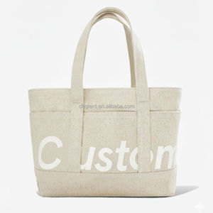 Tas Belanja Totebag Kanvas Katun Reusable dengan Pola Logo Putih Cetak Transfer Panas Kustom dan Kantong - Product Image 2