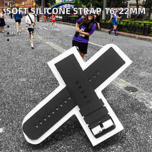 สายรัดข้อมือซิลิโคนนิ่มเป็นมิตรกับผิว16-22มม. พร้อมสายรัดข้อมือยางสีดำสำหรับเล่นกีฬา - Product Image 2