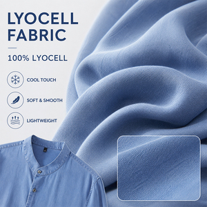 Chemise Homme 100% Lyocell Denim à Col Montant et Manches Longues, Personnalisable avec Logo, Haut Décontracté Premium Effet Délavé Vintage à Boutons - Product Image 2