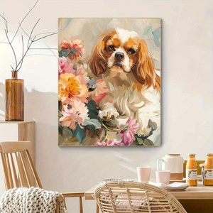 Diytree Brand Hot Selling <span class=keywords><strong>Beagle</strong></span> and Flowers Peinture à l'huile sans cadre Peinture décorative Chien mignon Art Peinture à l'huile numérique - Product Image 5