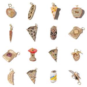 Dainty Chic เสน่ห์อาหาร DIY เครื่องประดับไม่เสื่อมเสียกันน้ำ CZ กับ zircon วัสดุทองแดงขนมปังสตรอเบอร์รี่สำห<span class=keywords><strong>รั</strong></span>บโค้กพิซซ่าสไต<span class=keywords><strong>ล</strong></span>์ - Product Image 1