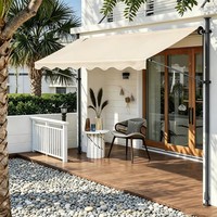 Auvent rétractable moderne en aluminium sans perçage, à manivelle, en tissu Oxford imperméable, pour toutes les saisons, pare-soleil mural