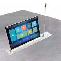 Système de conférence intelligent sans papier avec moniteur escamotable, écran dissimulé, microphone, équipement informatique de bureau, solution de réunion numérique