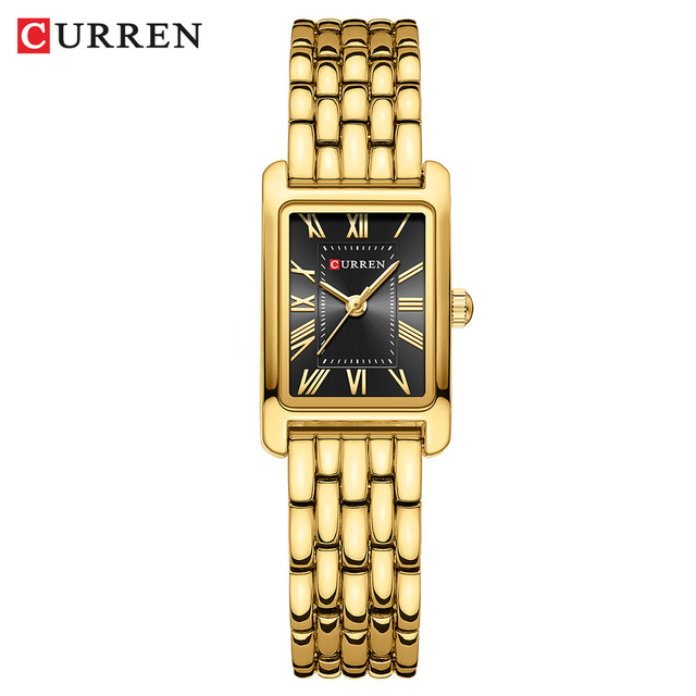 CURREN 9115 Women's Quartz Watch Waterproof Luxury Women's Watch Elegant Gold Rectangular Dial Quartz Watch Bracelet Gift