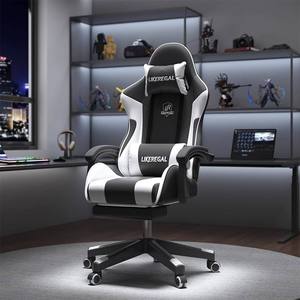 <span class=keywords><strong>Chaise</strong></span> de jeu PC moderne confortable et ergonomique en similicuir PU, inclinable, réglable en hauteur, avec base à 5 étoiles, roulettes pivotantes et dossier extensible en tissu - Product Image 3