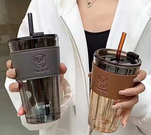 Gcwave 450ml cốc nước thủy tinh tốt nhất người Bán thiết kế Tumbler với xử lý và rơm <span class=keywords><strong>2025</strong></span> uống chai - Product Image 1