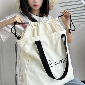 Canvas <b>Tote</b> Bag Stylish Contrast Strap Reusable Eco-Friendly Handbag for Students <b>Book</b> Lovers-Daily Commutes & Casual Outings - Product Image 2