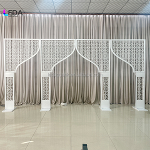 Modern Vintage Carved Pattern Arch Door Detachable White Iron Wedding <b>Backdrop</b> Decoration New Arrival - Product Image 1