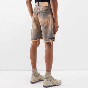 กางเกงยีนส์ขาสั้นทรงหลวมสไตล์ฮิปฮอปยุค 90 สำหรับผู้ชาย กางเกงยีนส์ขาบานทรงโอเวอร์ไซส์ สตรีทแวร์ กางเกงยีนส์ขาสั้นผู้ชายขายส่ง - Product Image 2