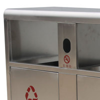 Poubelle d'extérieur pliable à 2 compartiments, corbeille rectangulaire sur pied en métal, en acier inoxydable certifié