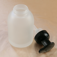 Bouteille en verre givré à large ouverture de 250 ml et 375 ml pour savon liquide et crème de soin avec pompe mousseuse et manchon en silicone