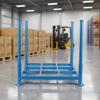 Étagère empilable en acier thermolaqué à quatre poteaux détachable, compatible chariot élévateur, pour stockage en entrepôt