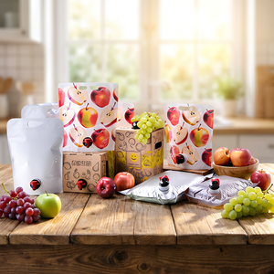 Pochettes souples personnalisées avec poignée et bec verseur, imprimé <span class=keywords><strong>pomme</strong></span>, en boîte, avec bec verseur en aluminium pour jus <span class=keywords><strong>de</strong></span> fruits et <span class=keywords><strong>cidre</strong></span> - Product Image 1