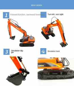 Huina 1551 Long <span class=keywords><strong>bras</strong></span> RC pelle <span class=keywords><strong>hydraulique</strong></span> 2.4GHz 1/14 15CH télécommande pelle camion Construction véhicule - Product Image 5