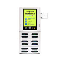 Station de location de batteries externes partagées à 12 emplacements avec paiement par carte POS, borne de recharge portable commerciale avec écran tactile pour restaurant