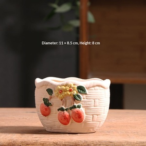 <span class=keywords><strong>Pot</strong></span> à plantes succulentes <span class=keywords><strong>en</strong></span> céramique non vernie, peint à la main, respirant et robuste, <span class=keywords><strong>prix</strong></span> spécial, pour la maison et le balcon, <span class=keywords><strong>petit</strong></span> format, style rustique - Product Image 3