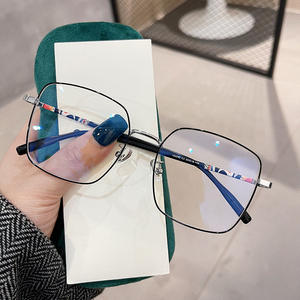 Montures de lunettes carrées en métal Qianai, monture complète, anti-lumière bleue, unisexe, verres en acrylique T4 102242 - Product Image 4