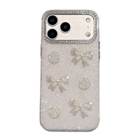 Coque de téléphone portable tendance pour filles, motif diamant, marbre, nœud papillon, rose, fleur, coque coquillage pour iPhone 17 Pro 16 15, vente en gros