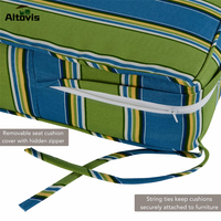 Coussin de siège profond en éponge haute densité résistant à l'eau à rayures vertes de taille personnalisée pour terrasse extérieure, coussins pour chaises de patio