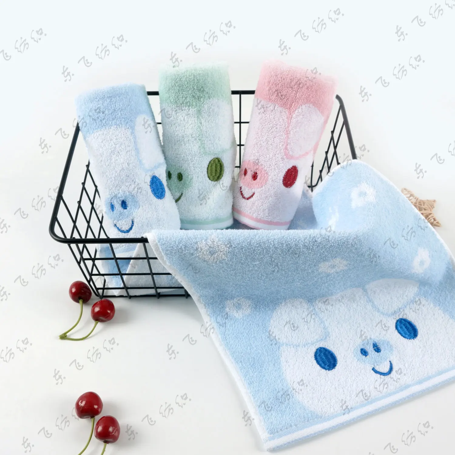 Màu Sáng Mềm Mại Thiết Kế Tốt 100% Cotton Thêu Lợn Thỏ 20*50Cm Khăn Trẻ Em Kích Thước Nhỏ