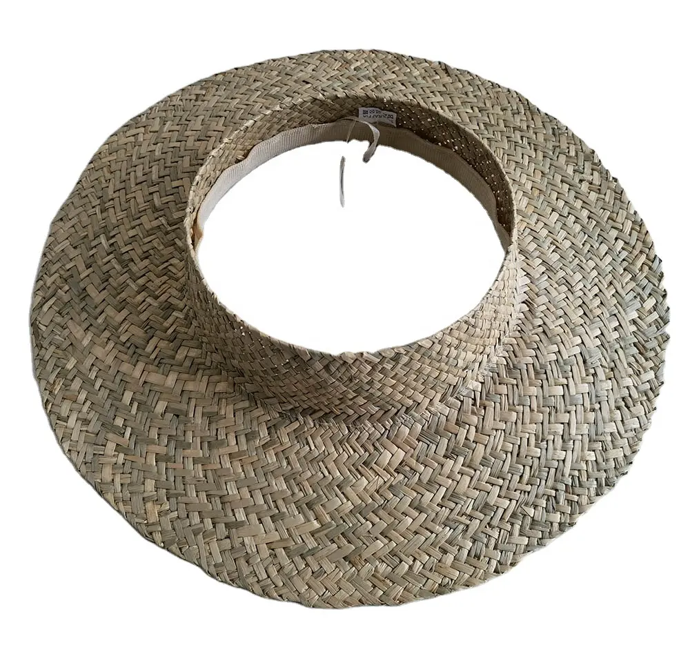 Summer Tropical Hawaii Honolulu Natural Seagrass Hollow Rush Grass Bulrush Straw Open Top Crown Crownless Hat