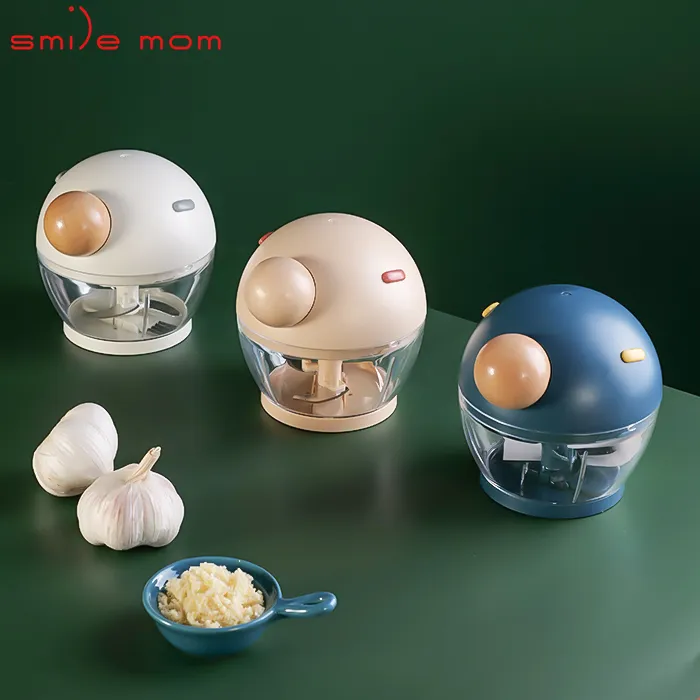 Smile Mom Mini Manual 3 Pisau, Pencincang Daging Bawang Putih Mini 3 Pisau