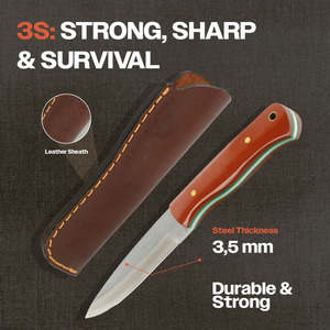 Cuchillo de Caza y Camping de Acero Inoxidable de Grado Industrial 100% de Alta Calidad, 6 Meses de Garantía, OEM Disponible, Hecho en Pakistán - Product Image 3
