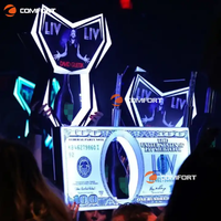Panneau d'affichage personnalisé Présentateur de bouteilles Service Vip Dollar Led Présentateur de bouteilles Enseigne