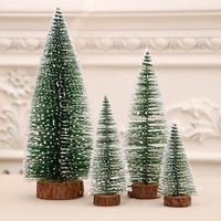 Großhandel beflockt Schnee Mini Weihnachts baum Dekoration Hot Sale Holz basis PVC Kunststoff künstliche Weihnachts baum Ornamente