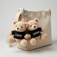 Mini-ours en peluche personnalisés pas chers avec logo, 11 cm, mignons, animaux en peluche pour décorer les sacs, ours en peluche avec t-shirt, jouet porte-clés
