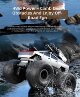 Camion monstre amphibie 4x4 tout-terrain avec lanceur de balles d'eau, jouet de combat multijoueur, câble USB, télécommande 4 canaux