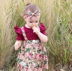 Ensemble de vêtements pour bébé, barboteuse à volants florale pour bébé fille avec robe à fleurs - Product Image 2