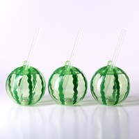 Gobelets en plastique réutilisables et écologiques pour adultes, en forme de ballon de football ou de pastèque, avec paille lumineuse, pour les fêtes - Vente en gros