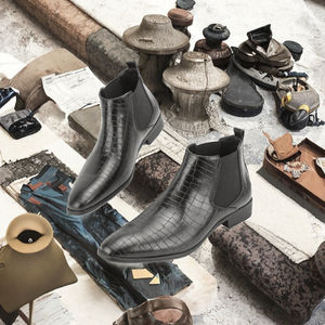 Bottes Chelsea pour homme Joker Fashion, dessus en cuir de vache, fermeture à enfiler, bout carré petit, hauteur de la cheville, résistantes à l'usure, style saison d'automne - Product Image 3