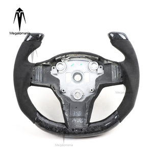 Volant en fibre de carbone avec LED, compatible avec Tesla Model Y, Model 3, <span class=keywords><strong>X</strong></span>, S - Product Image 3