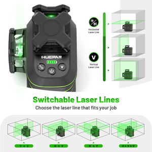 Niveau <span class=keywords><strong>laser</strong></span> 3D <span class=keywords><strong>Huepar</strong></span> U03CG 12 lignes 360° professionnel, protection contre les chutes de 1,5 mètre, protection intégrale en caoutchouc avec trépied - Product Image 5